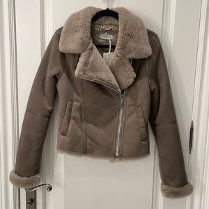 Faux Suede Biker Jacket